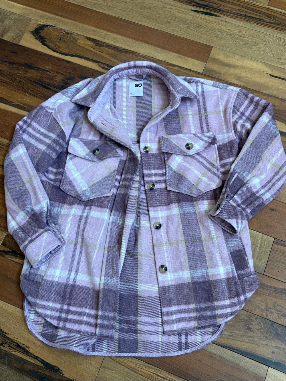 SO Pastel Plaid Jacket in Lavender and Cream